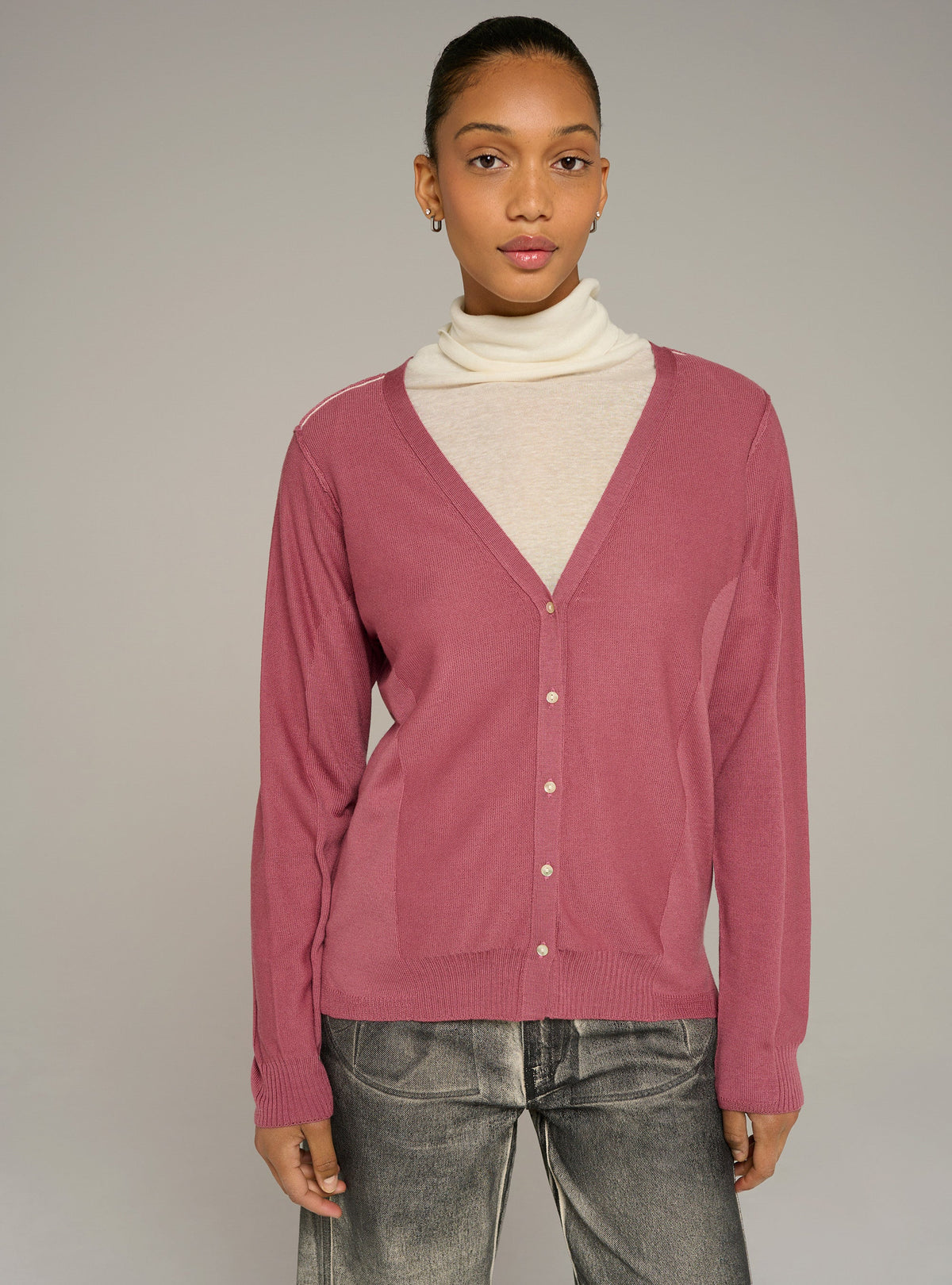 Cotélac Fine-knit wool V-neck cardigan