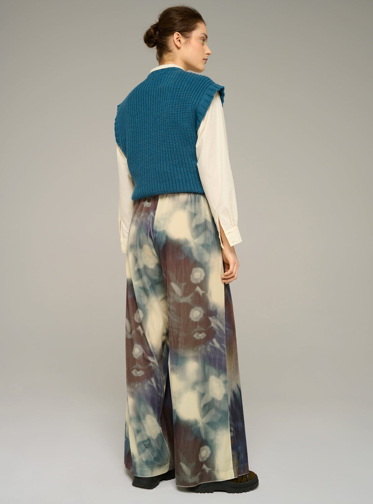 Cotélac Printed wide-leg velvet pants