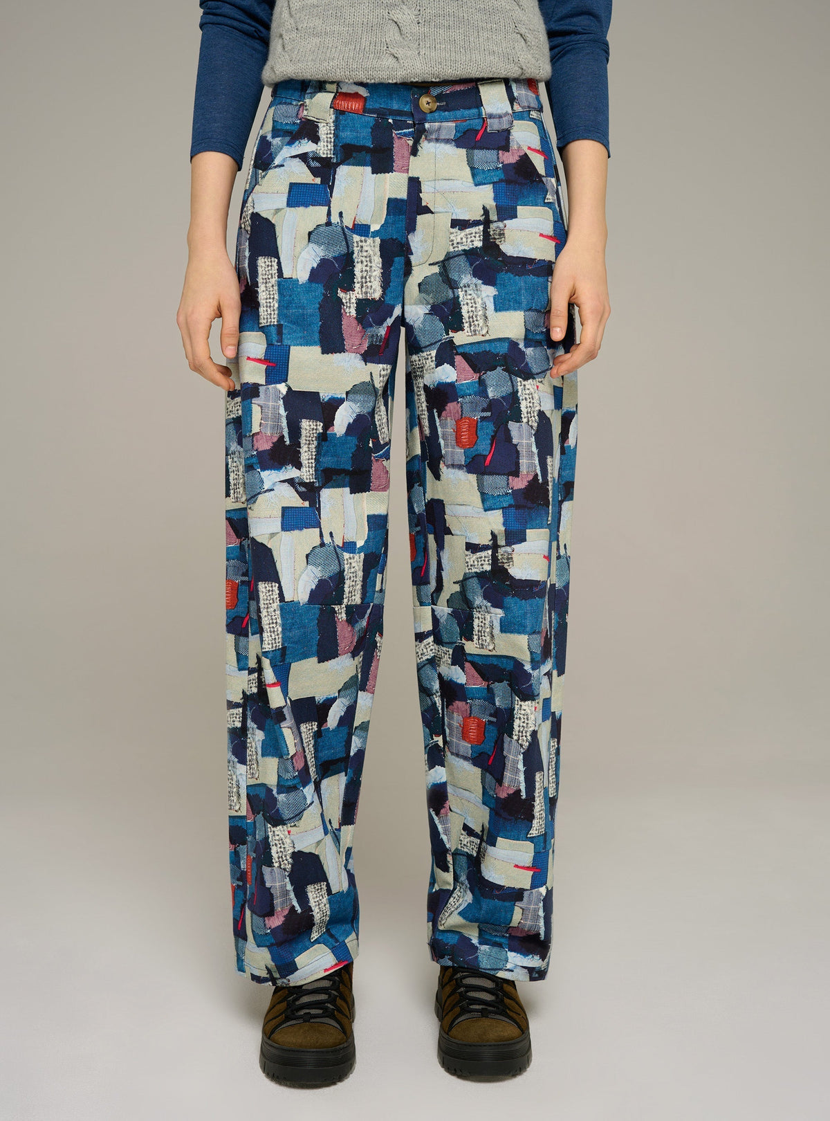 Cotélac Printed wide-leg organic cotton jeans