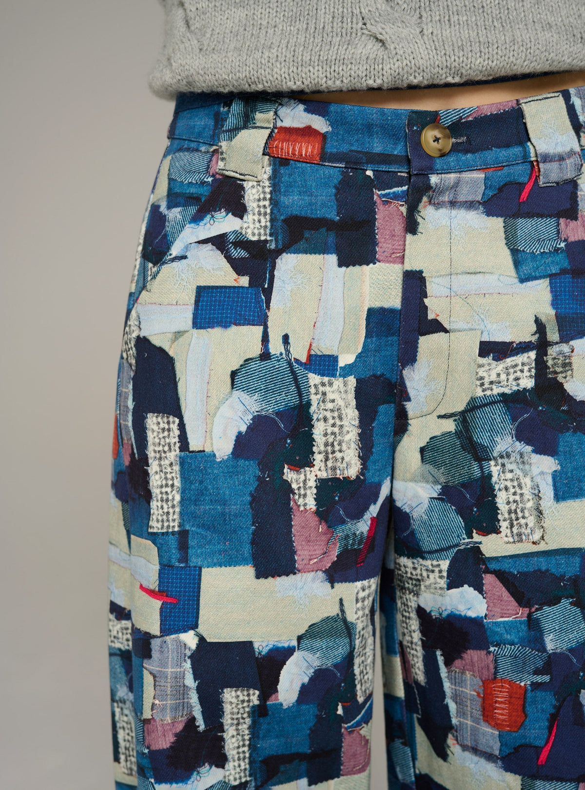 Cotélac Printed wide-leg organic cotton jeans