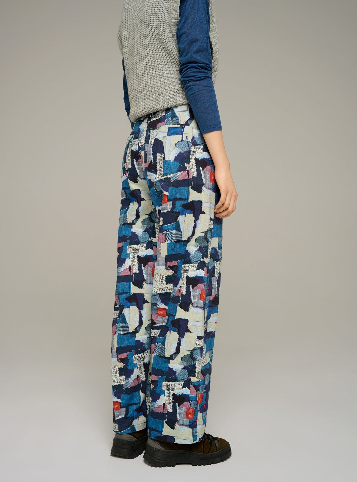 Cotélac Printed wide-leg organic cotton jeans
