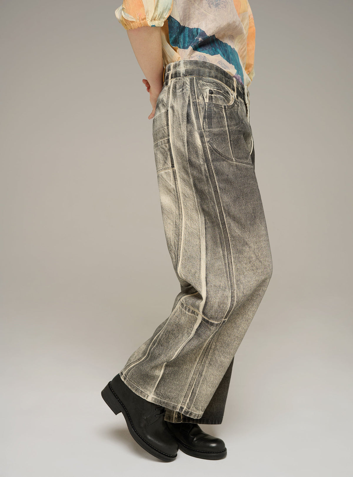 Cotélac Printed wide-leg jeans