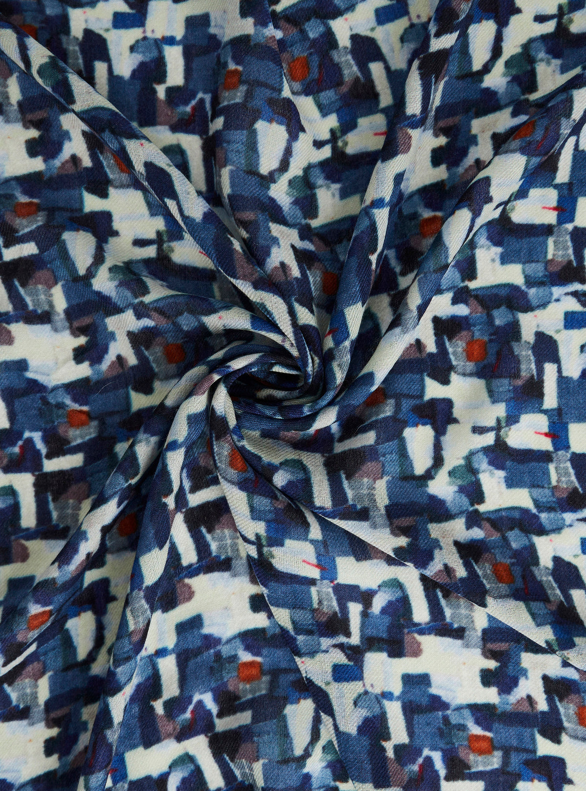 Patchwork-print wool scarf