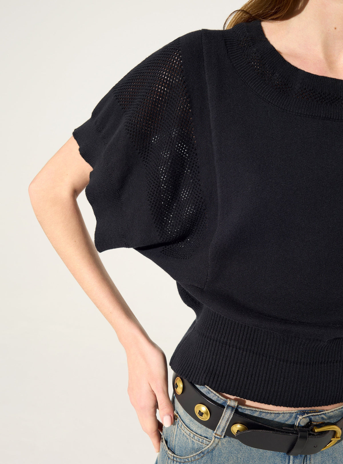 Black cotton and cashmere sweater