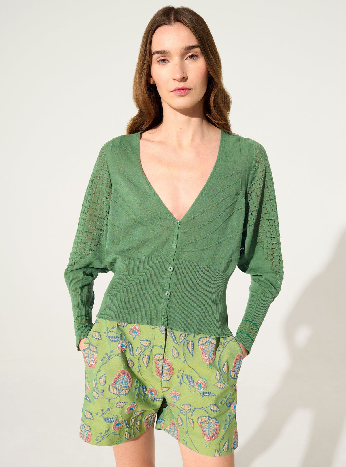Green cotton cardigan