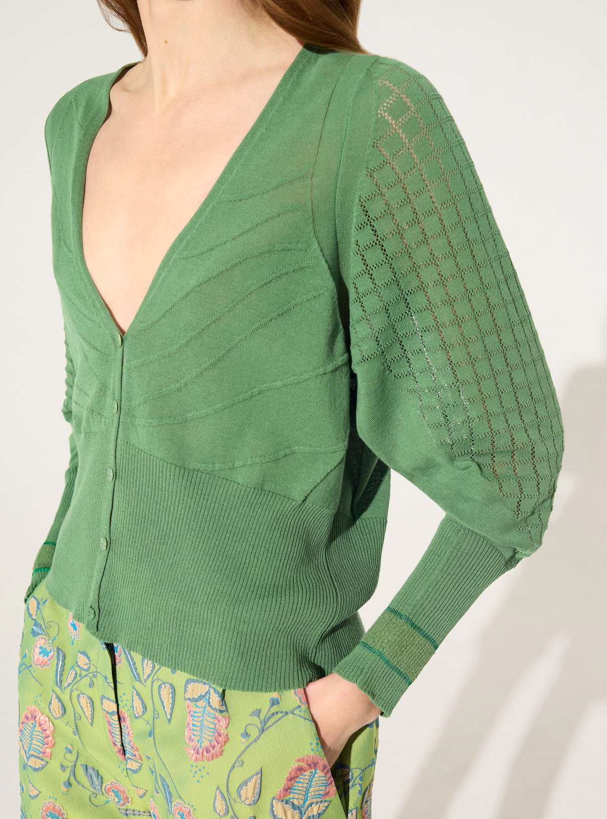 Green cotton cardigan