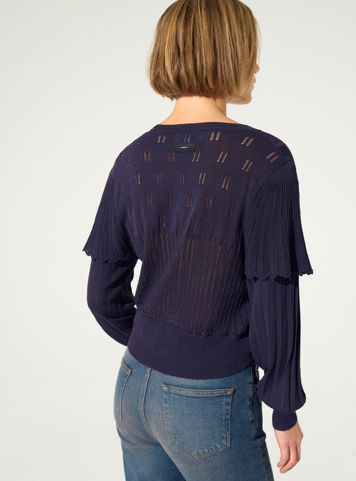 Purple pleated cardigan