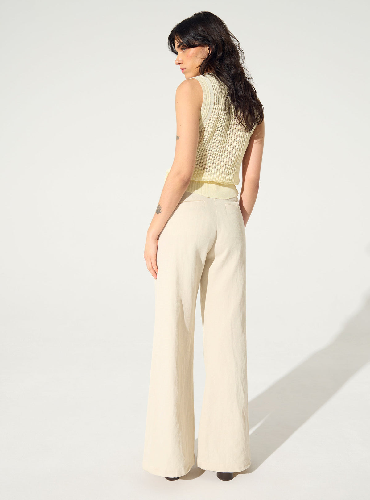 White cotton and linen trousers