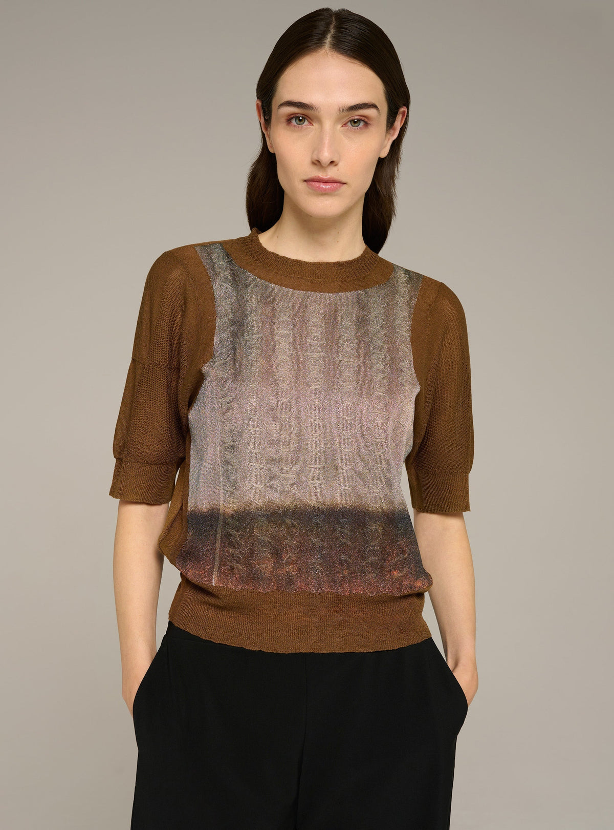 Cotélac Printed short-sleeve crewneck sweater