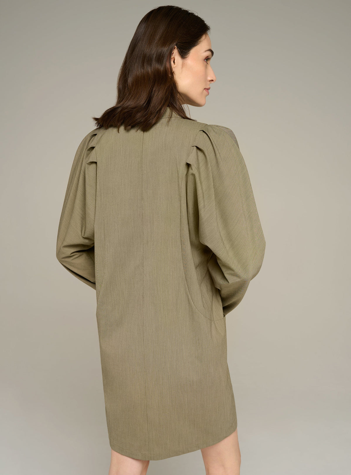 Cotélac Striped long-sleeve officer-collar midi dress