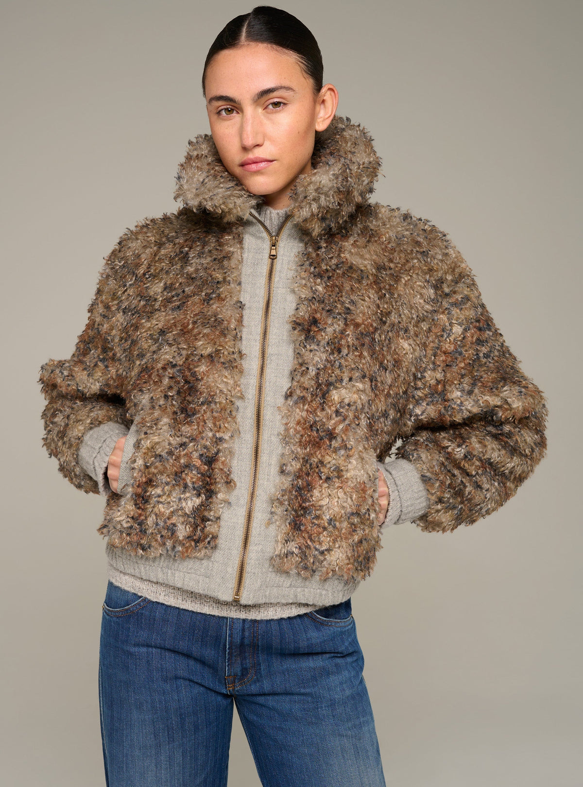 Cotélac Printed oversized long-sleeve bomber jacket