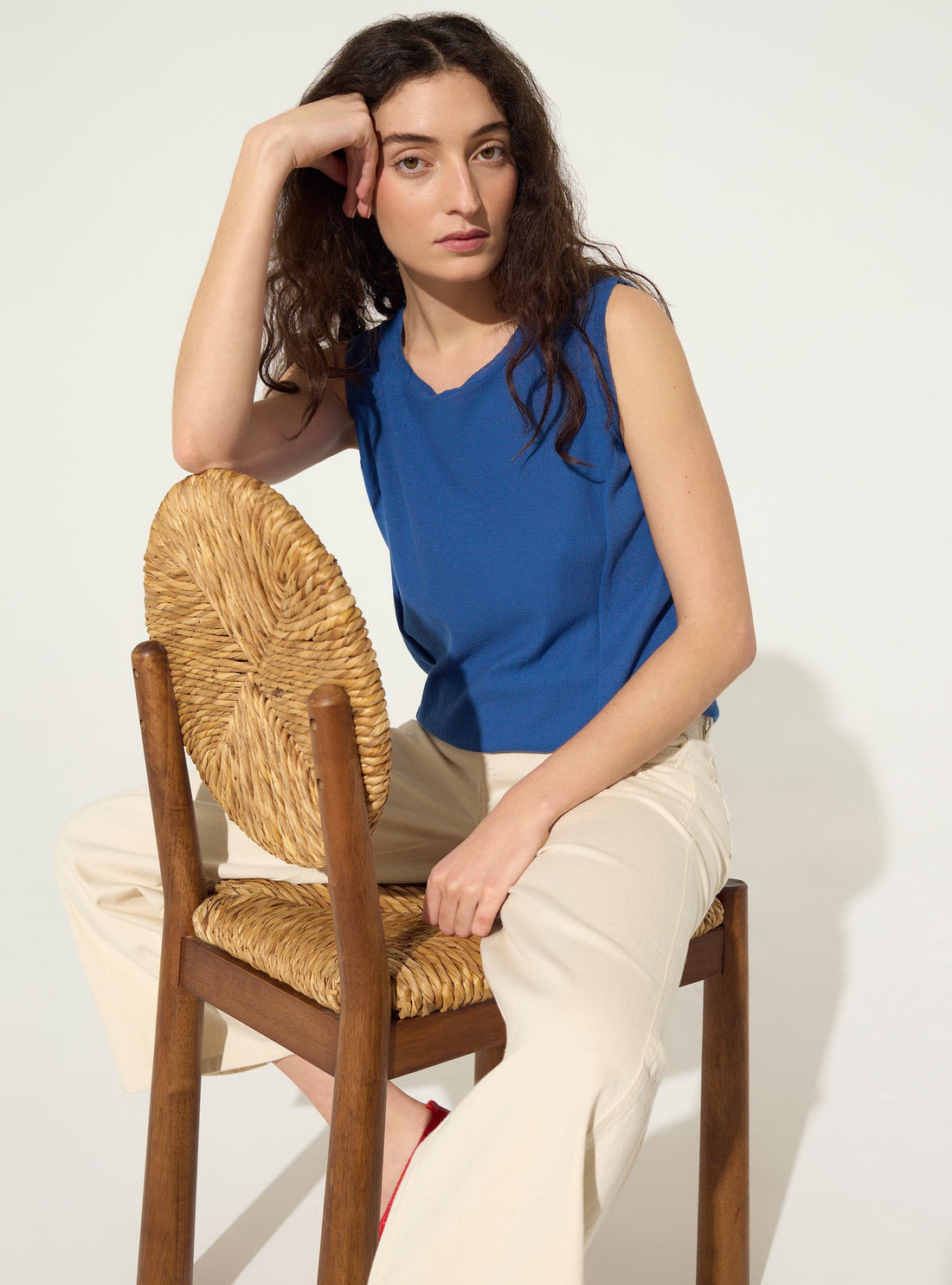 Blue cotton tank top