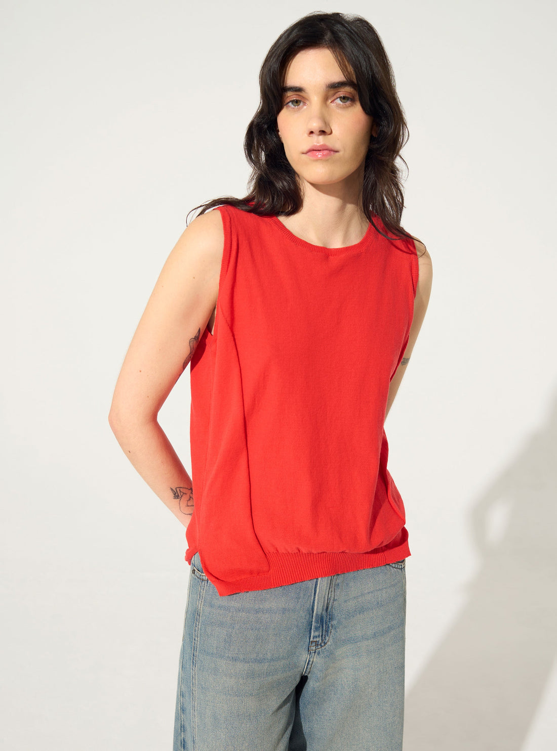 Red cotton tank top