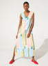 Yellow striped print fitted dress