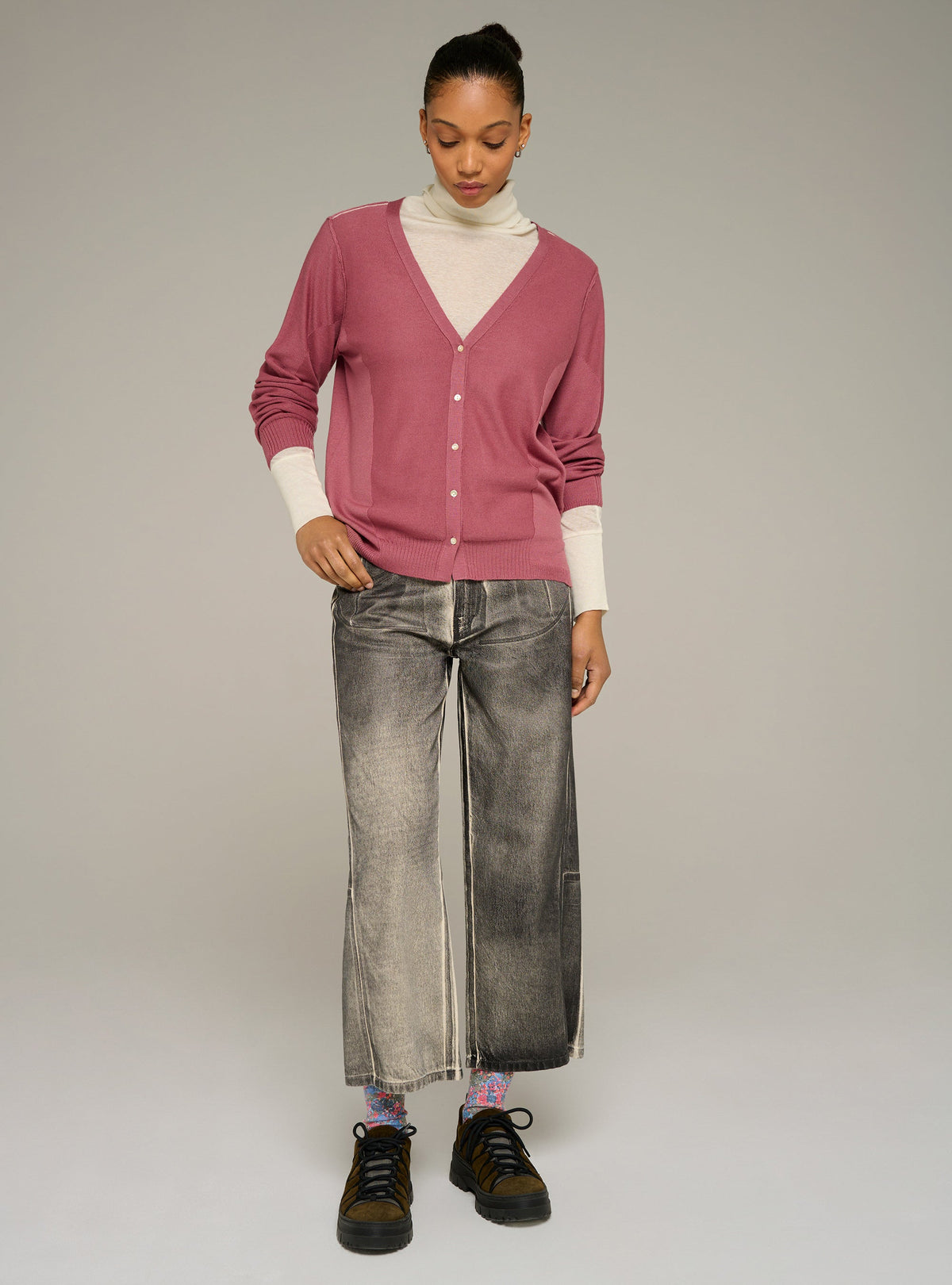 Cotélac acoté Fine-knit wool V-neck cardigan