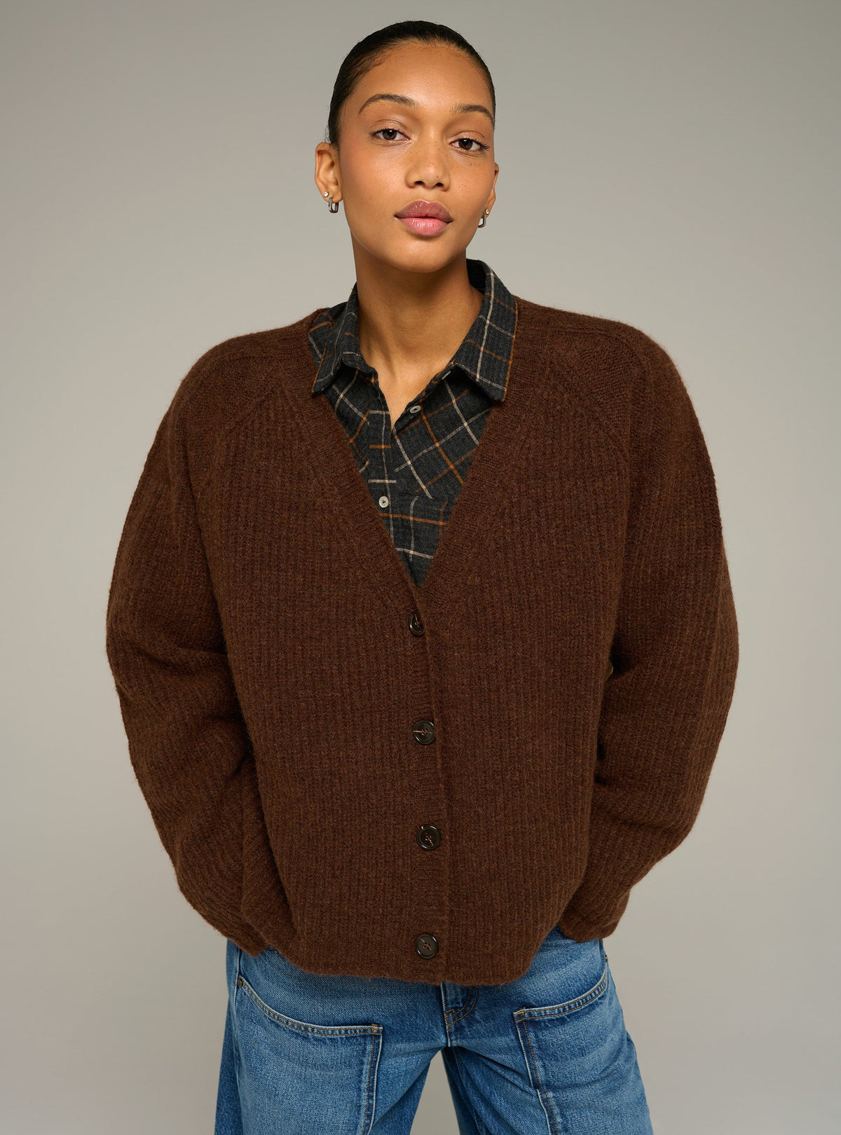 Cotélac Oversized ribbed-knit V-neck cardigan
