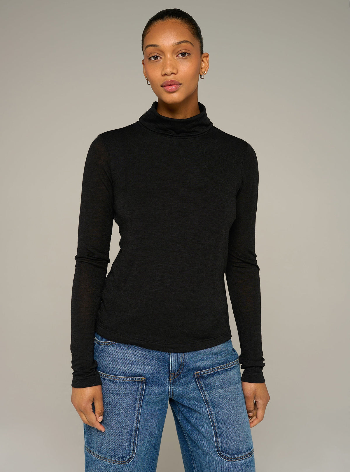 Cotélac acoté Fitted long-sleeve turtleneck jersey top