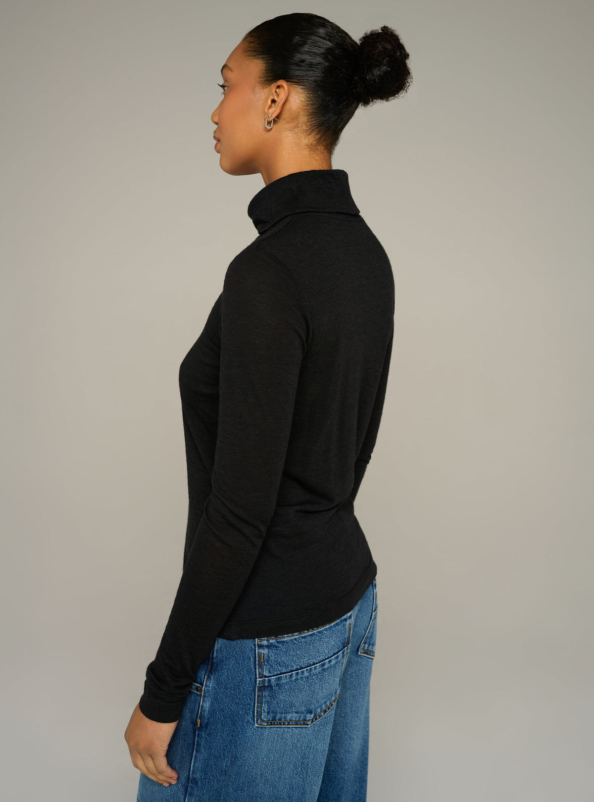 Cotélac Fitted long-sleeve turtleneck jersey top