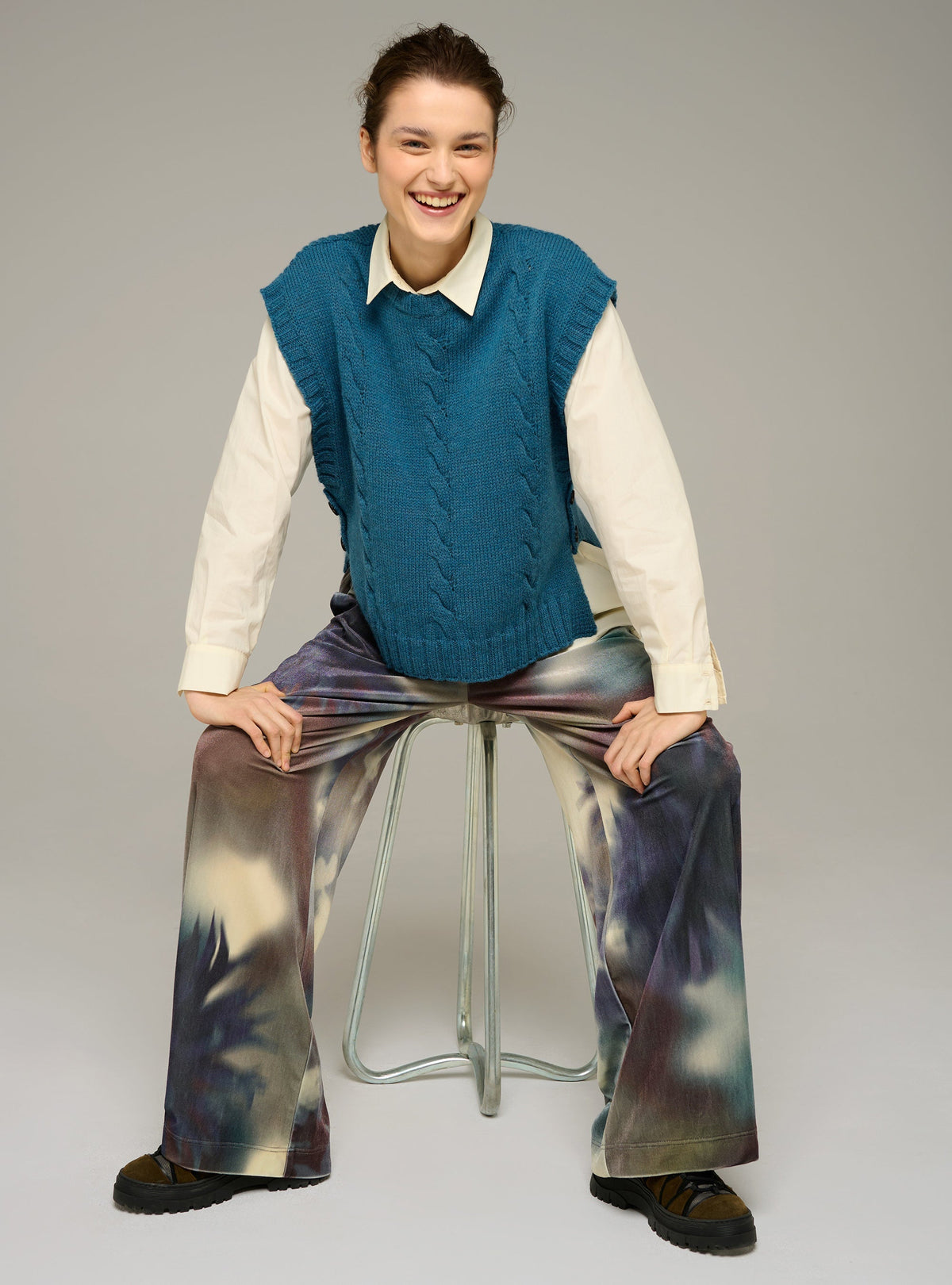Cotélac acoté Printed wide-leg velvet pants