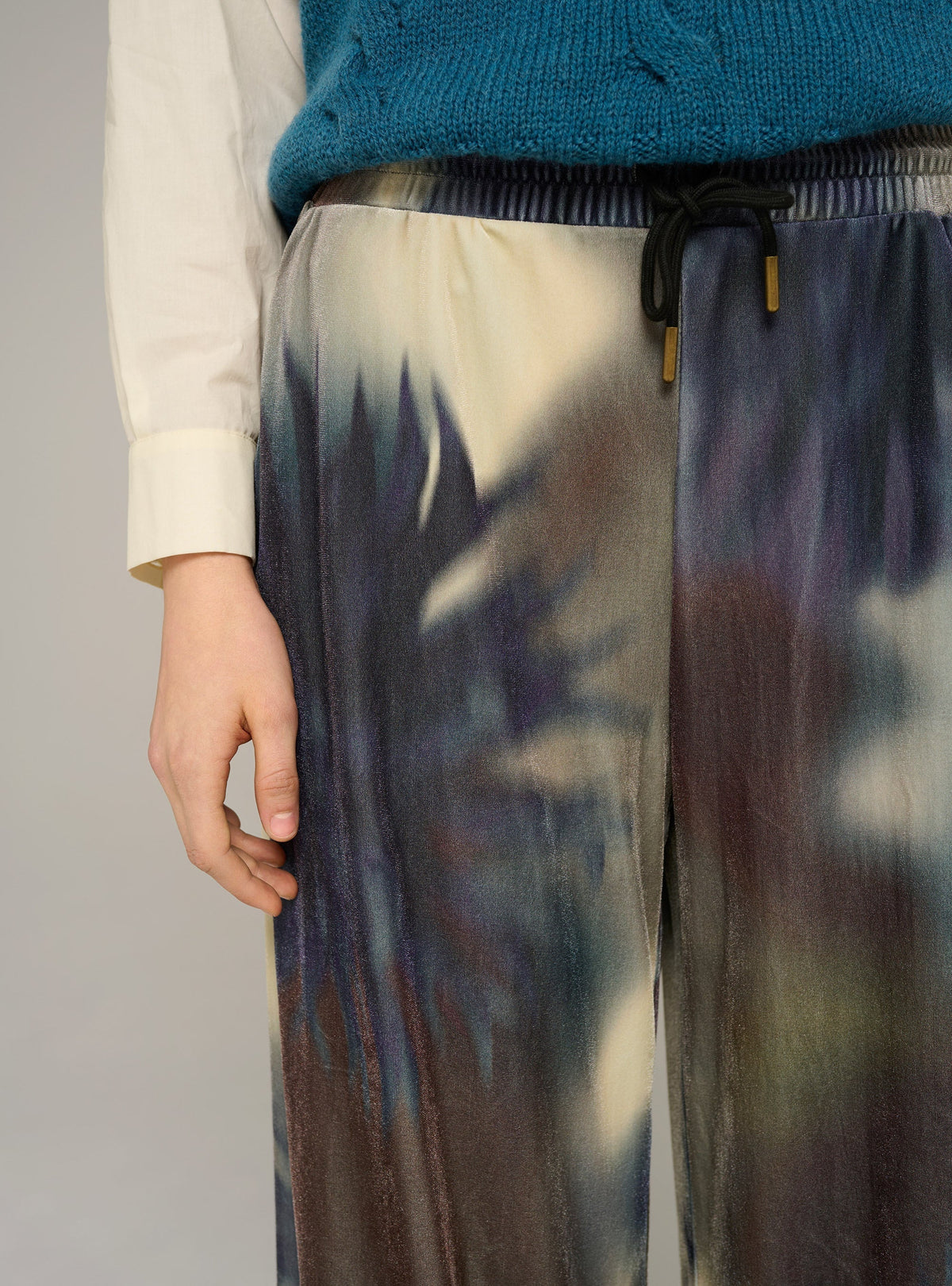 Cotélac Printed wide-leg velvet pants
