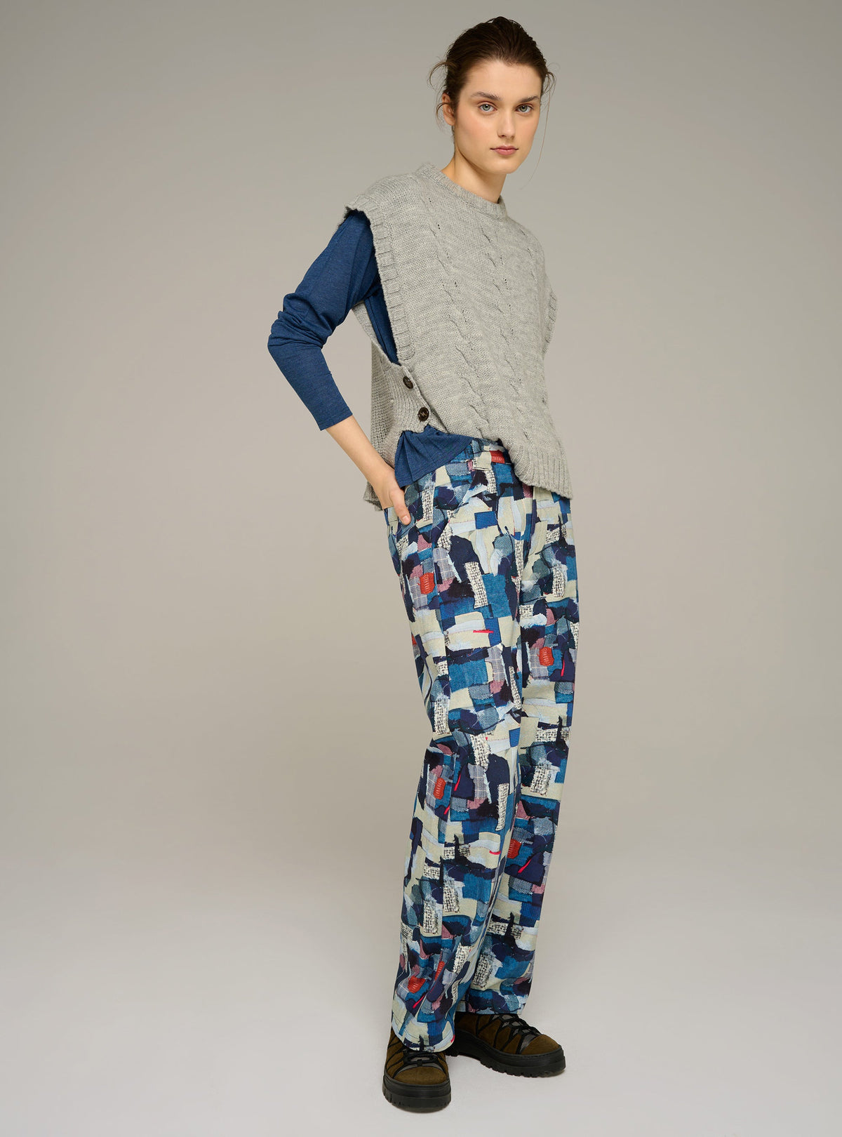 Cotélac acoté Printed wide-leg organic cotton jeans