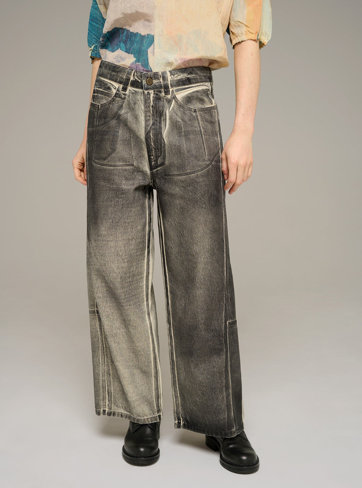 Cotélac Printed wide-leg jeans