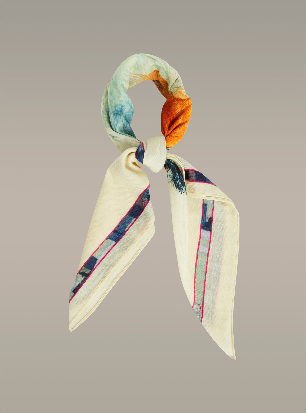 Large printed wool scarf