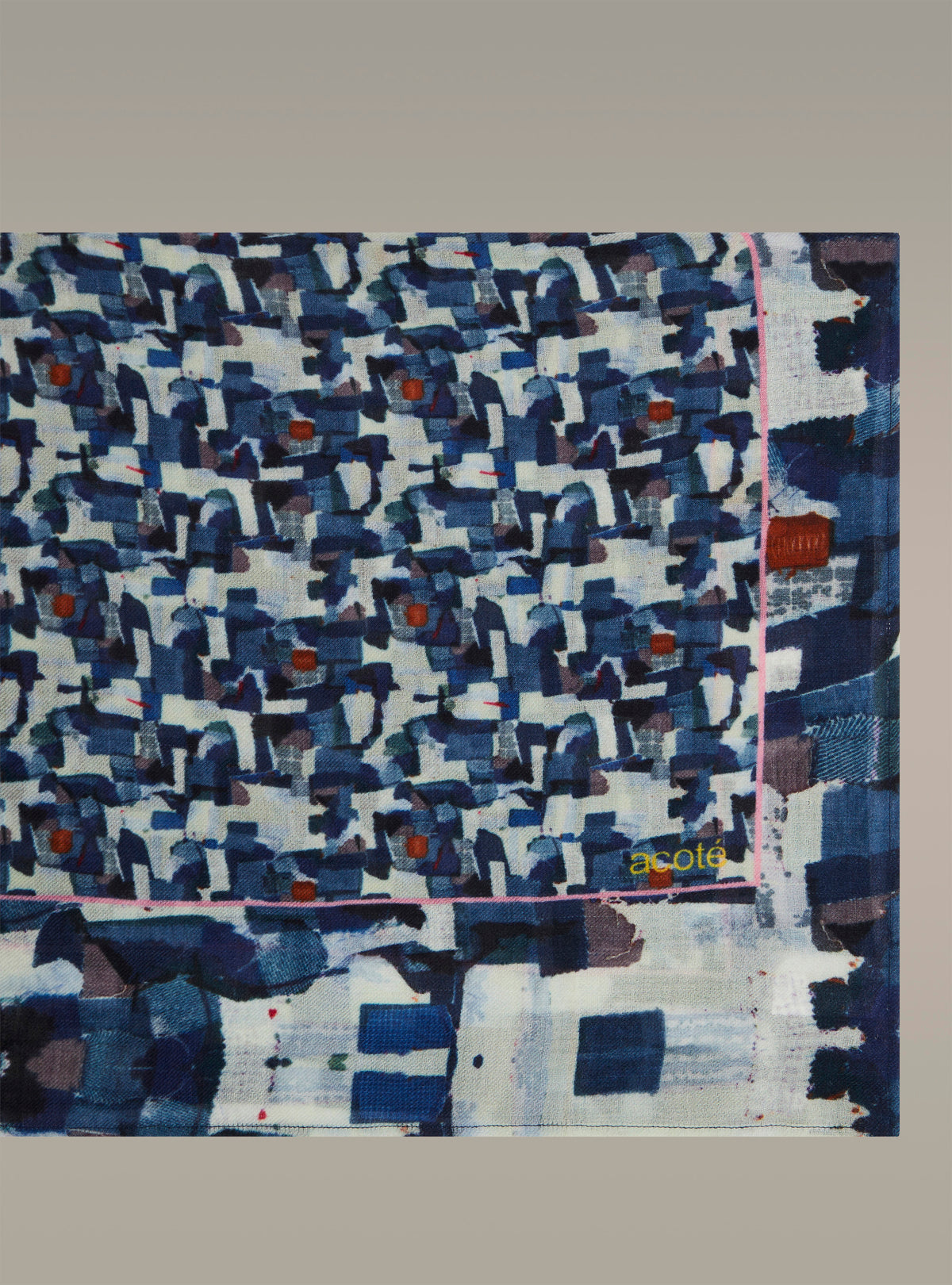 Patchwork-print wool scarf