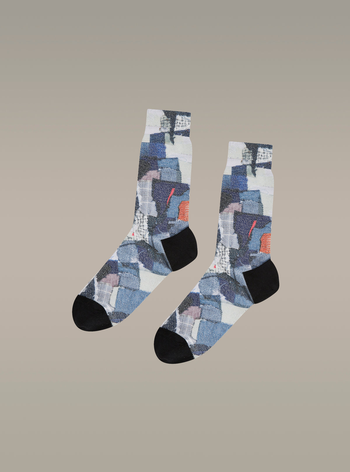 Patchwork-print socks
