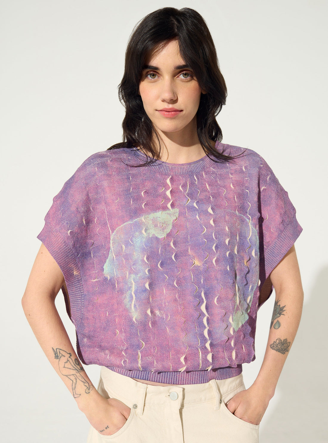 Purple sublimated round neck sweater