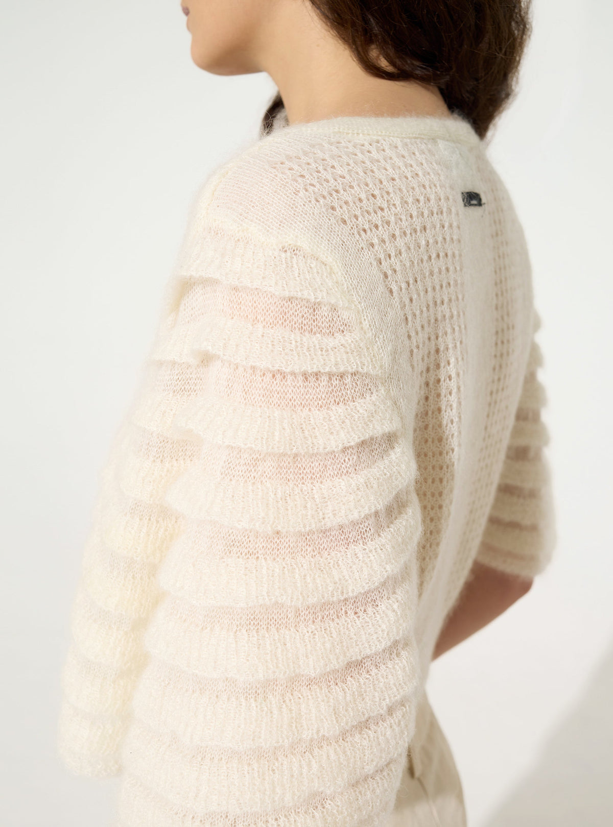 Ecru mohair and wool cardigan