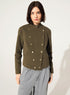 Fitted officer-style jacket in cotton and green linen