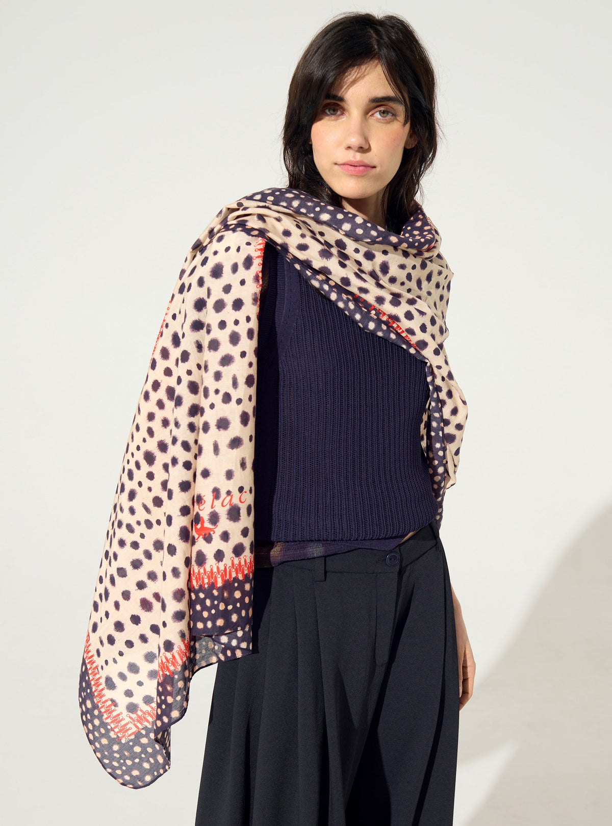 Pink house print scarf