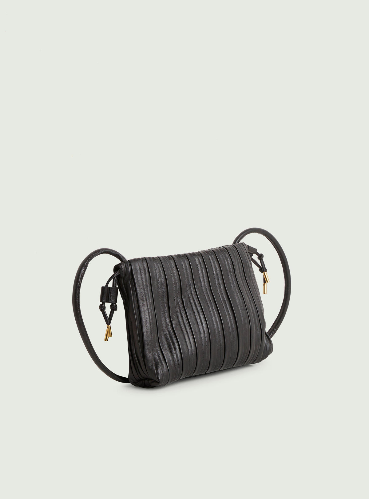 Small pleated bag in black leather