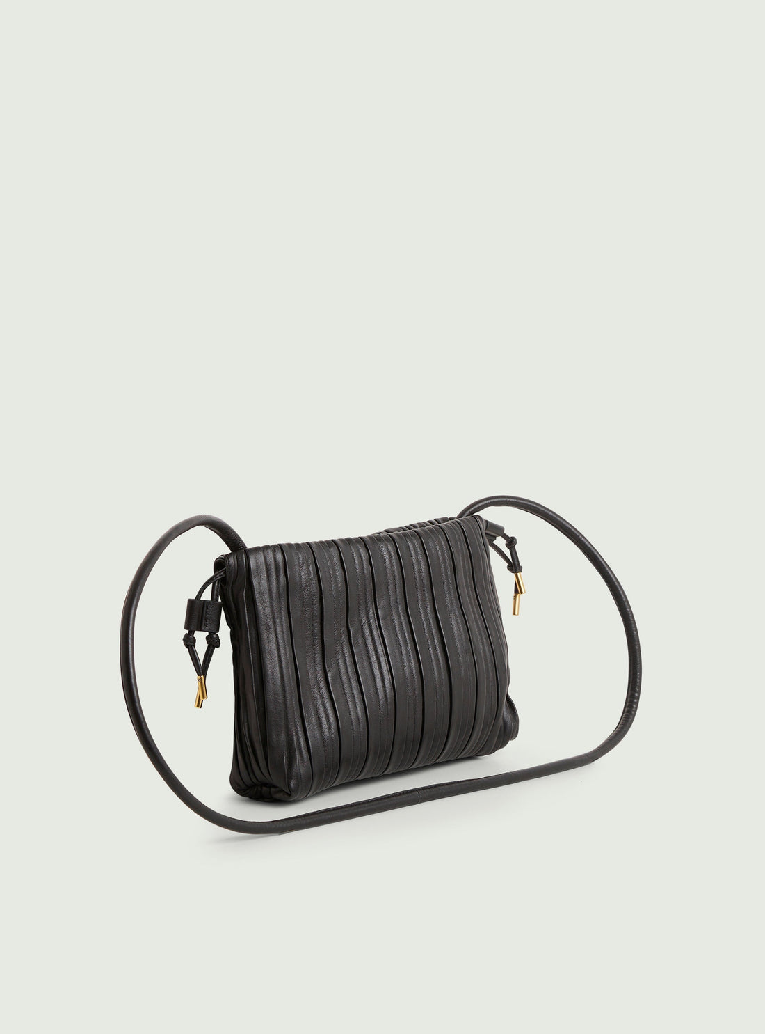 Small pleated bag in black leather