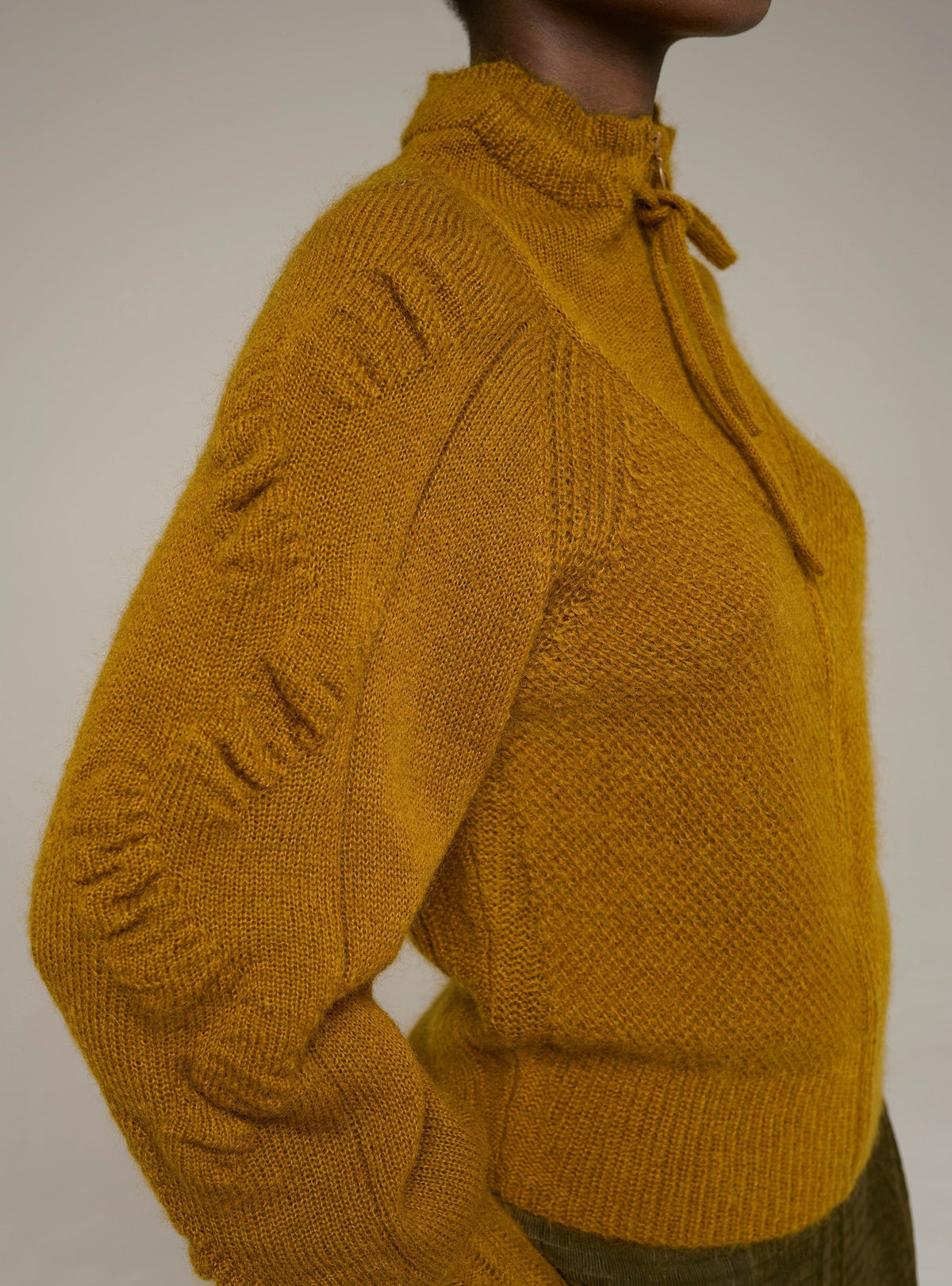 Cotélac Zip-up long-sleeve mock-neck cardigan