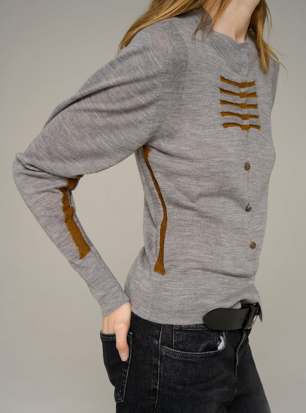 Cotélac Fitted long-sleeve crewneck cardigan