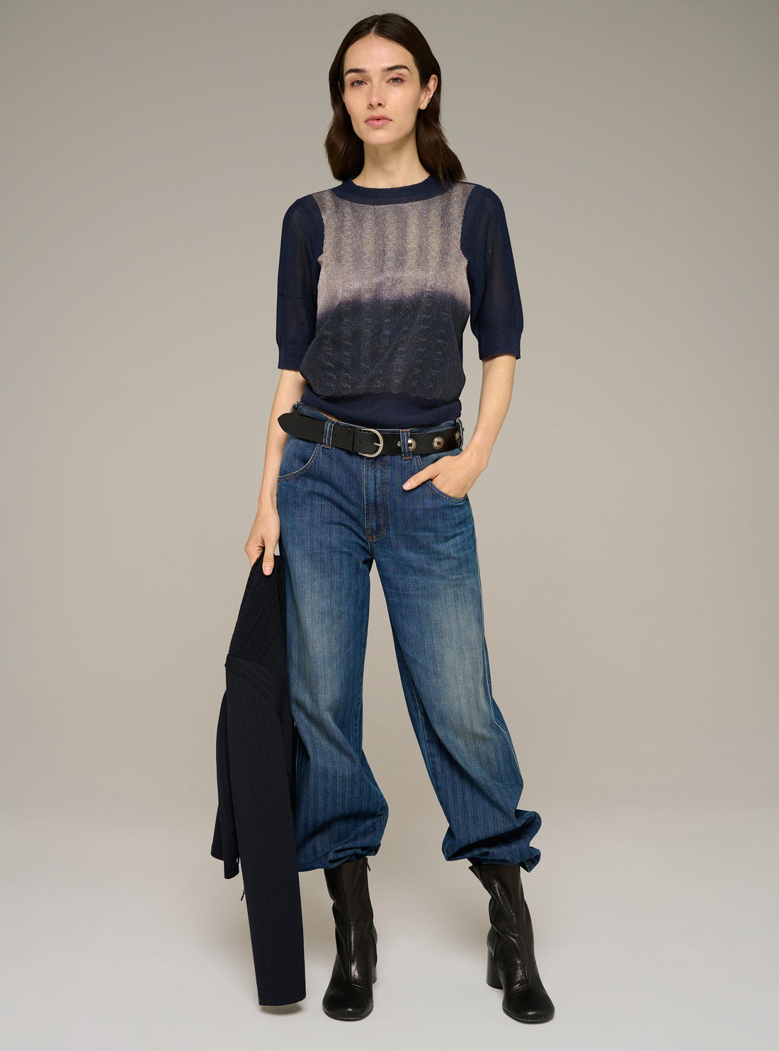 Cotélac Printed short-sleeve crewneck sweater