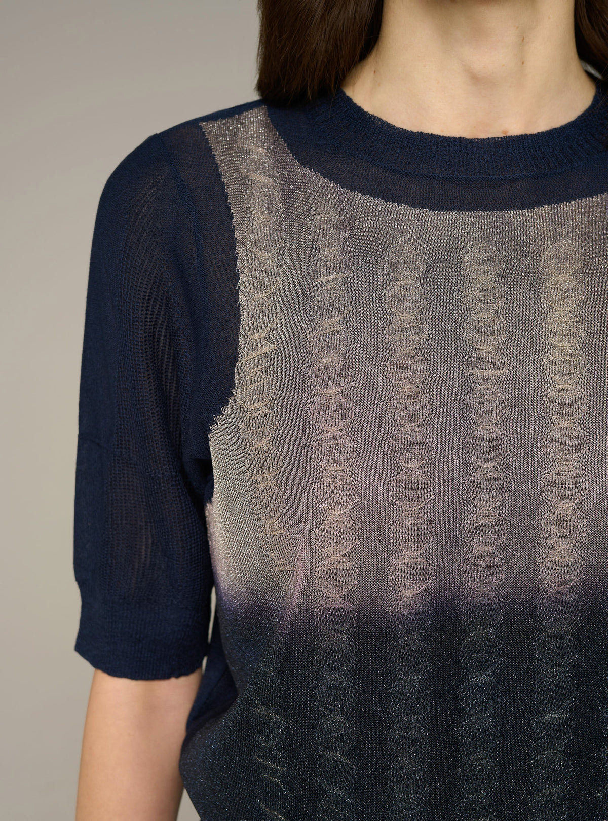 Cotélac Printed short-sleeve crewneck sweater