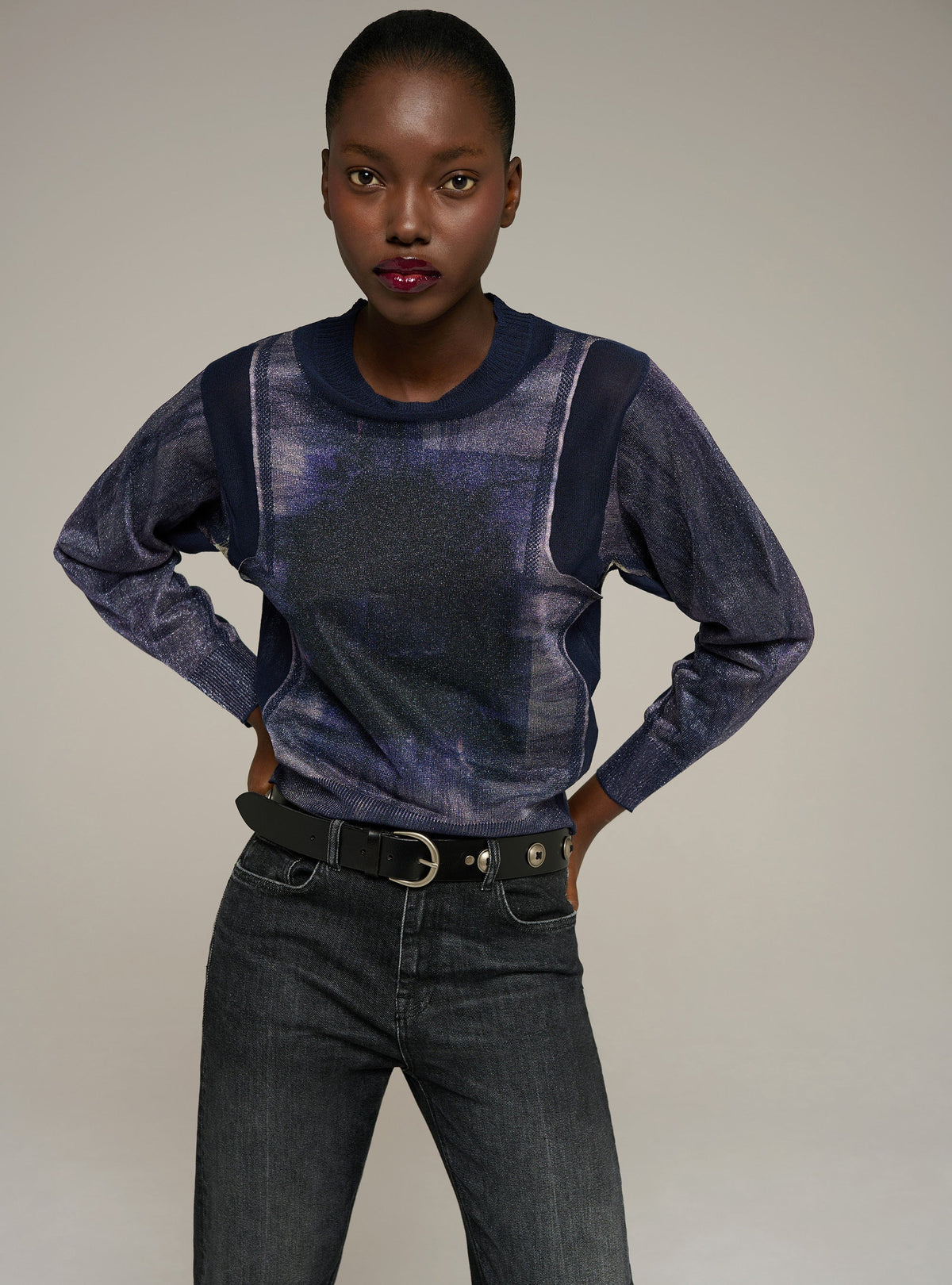 Cotélac Printed long-sleeve crewneck sweater