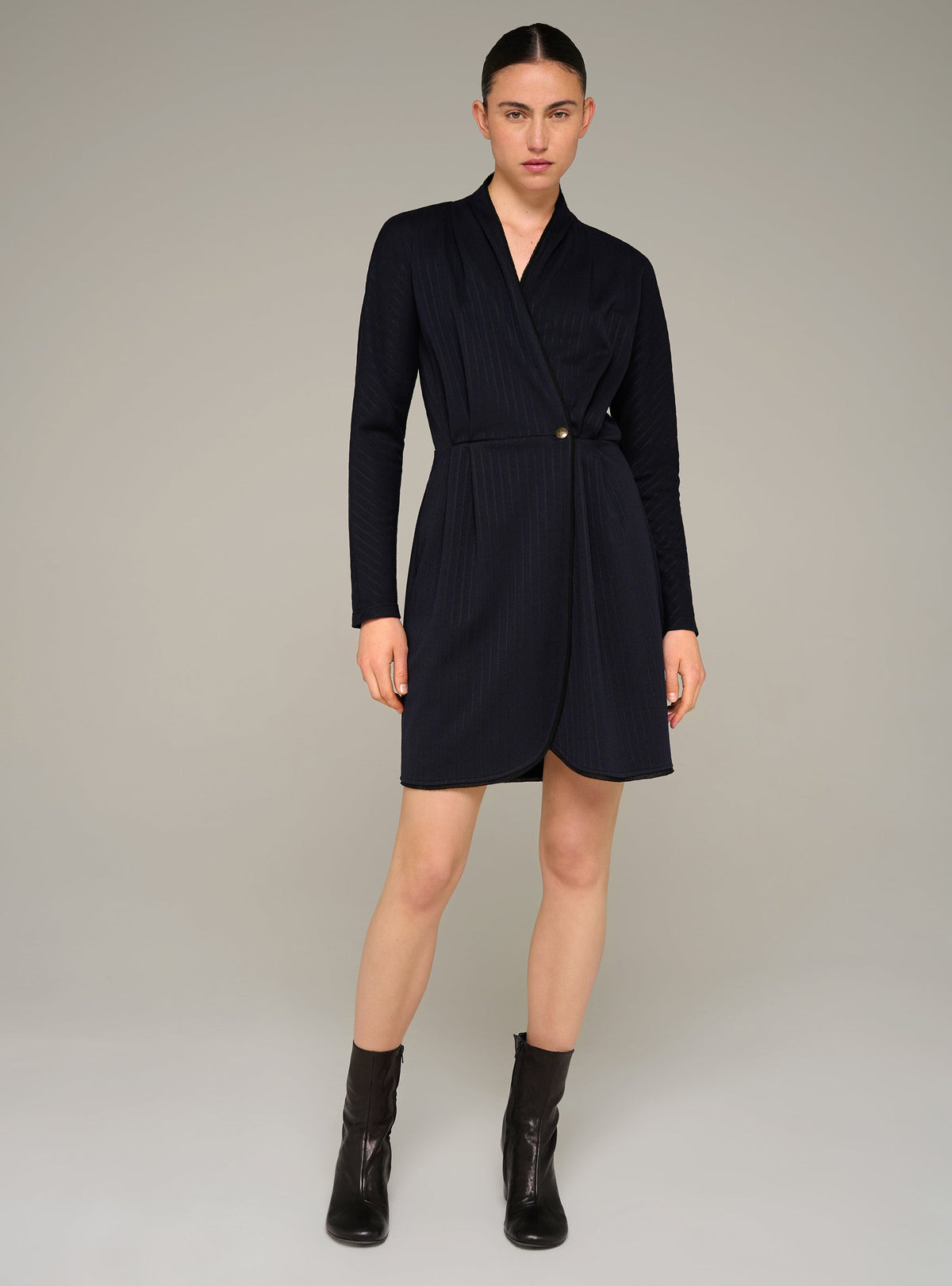 Cotélac Long-sleeve knit wrap mini dress