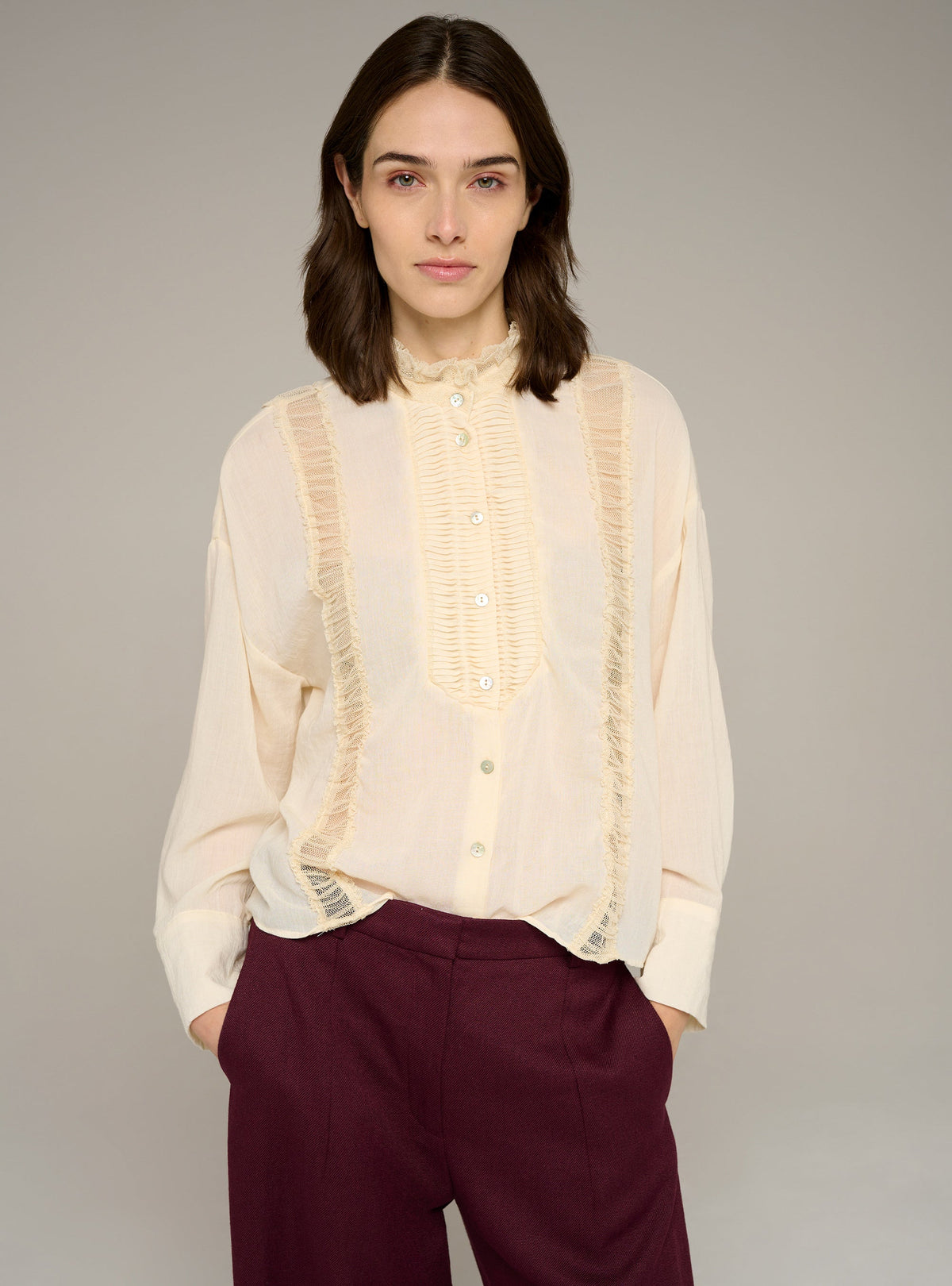 Cotélac Pleated long-sleeve shirt