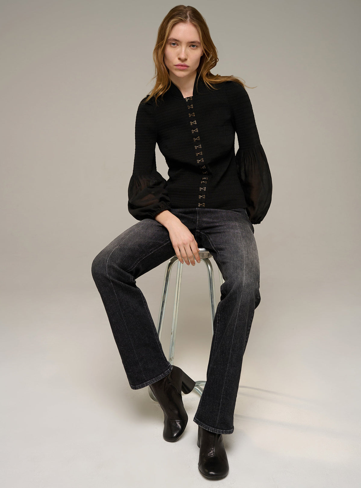 Cotélac Fitted pleated long-sleeve shirt