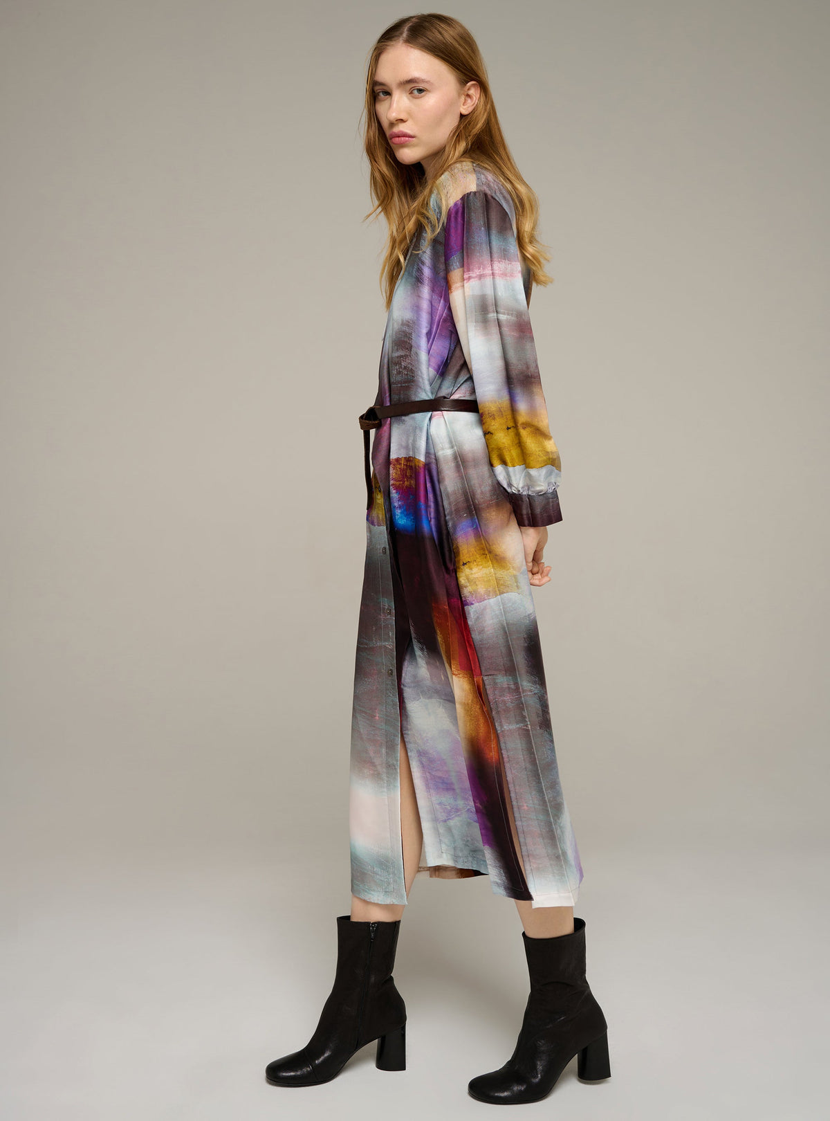Cotélac Printed long-sleeve shirt dress