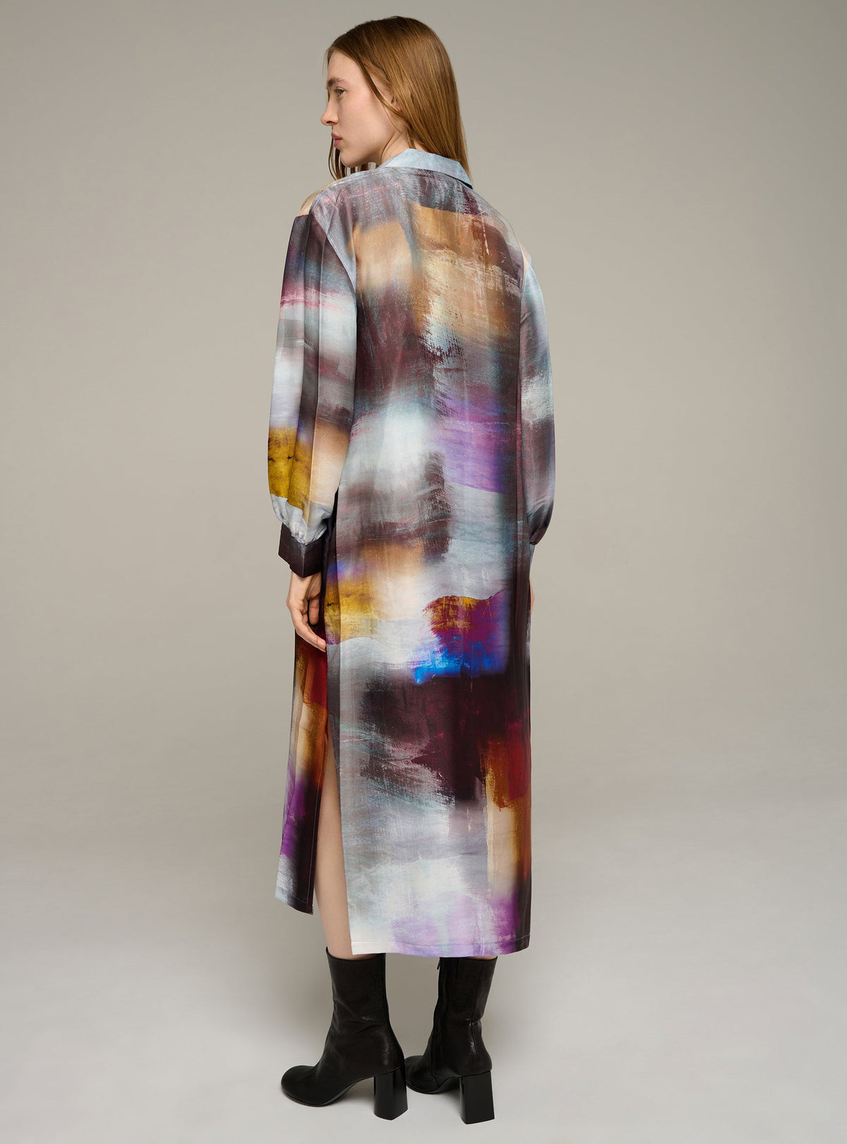 Cotélac Printed long-sleeve shirt dress