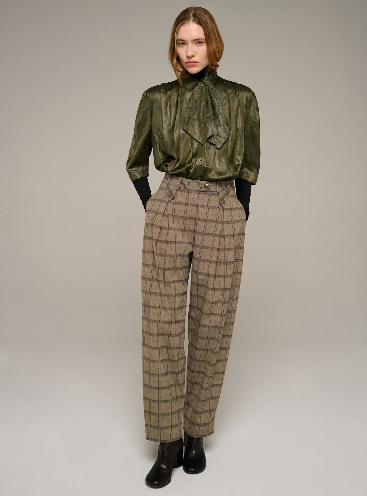 Cotélac Plaid carrot-fit pants