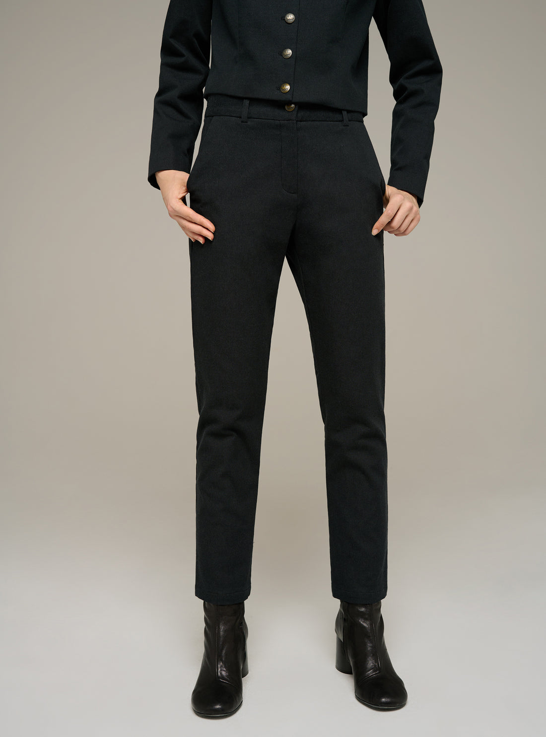 Black straight-leg pants