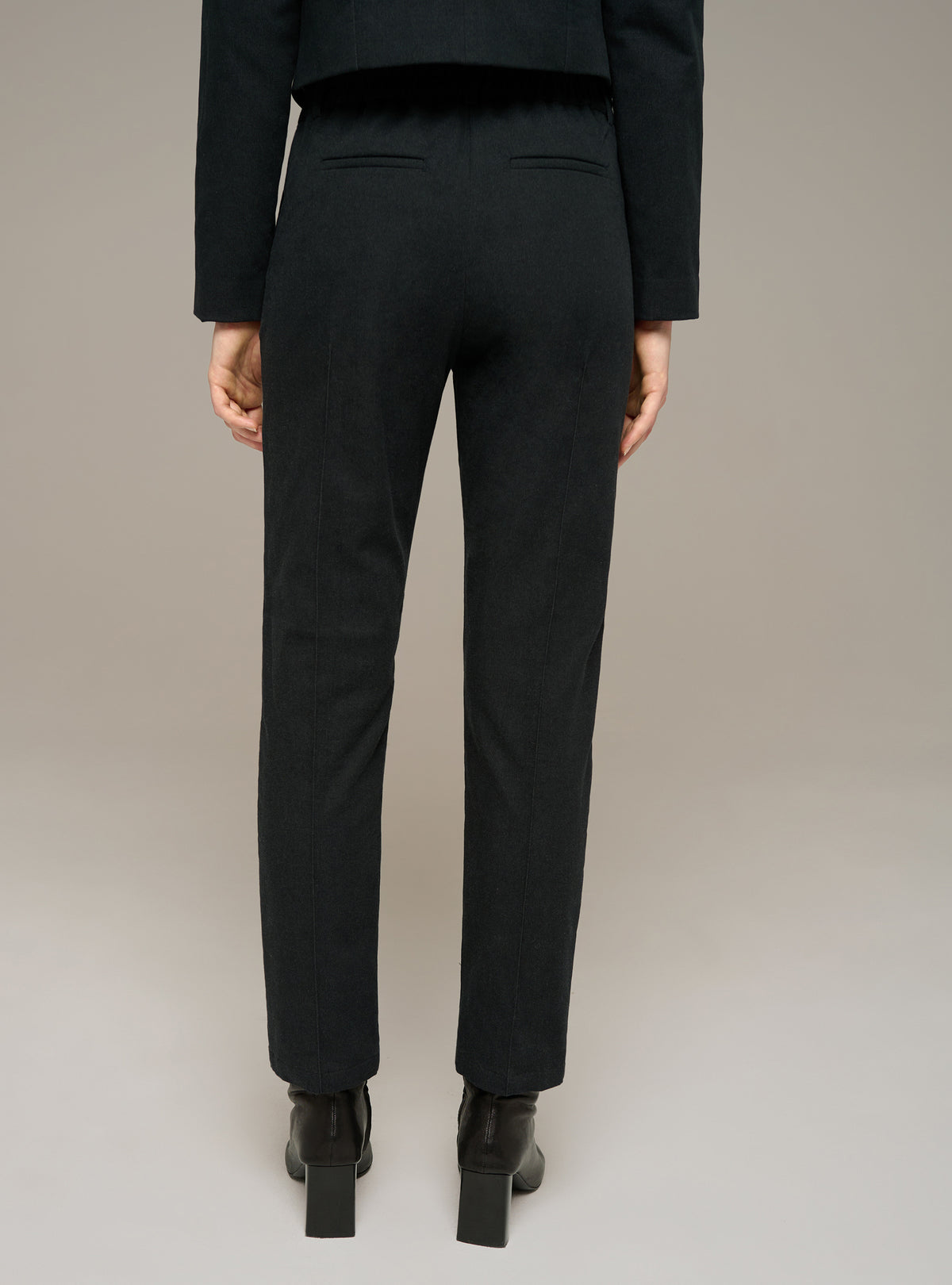 Black straight-leg pants