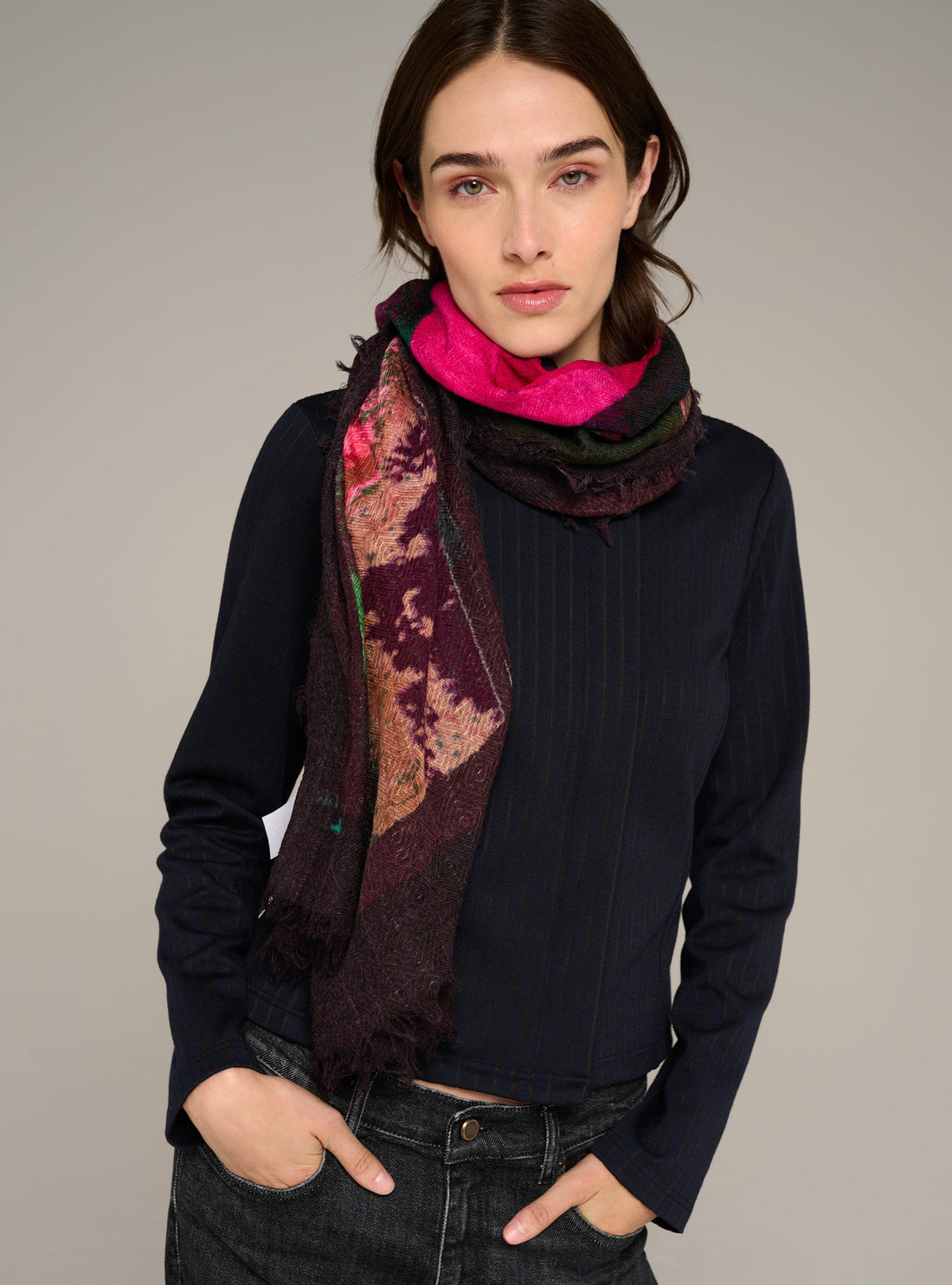 Cotélac Large printed wool scarf